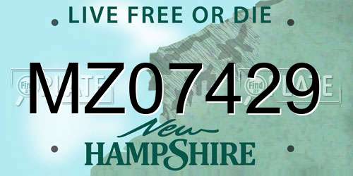 MZ07429 New Hampshire License Plate
