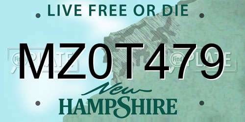MZ0T479 New Hampshire License Plate
