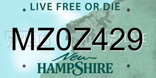 MZ0Z429 New Hampshire License Plate