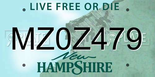 MZ0Z479 New Hampshire License Plate