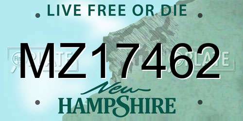 MZ17462 New Hampshire License Plate