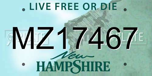 MZ17467 New Hampshire License Plate