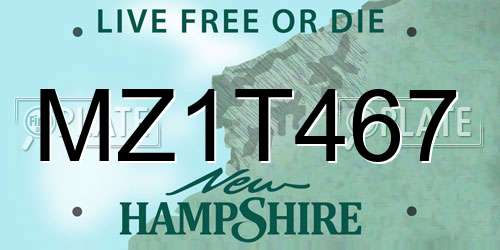 MZ1T467 New Hampshire License Plate