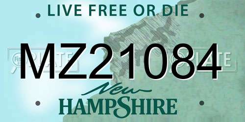 MZ21084 New Hampshire License Plate