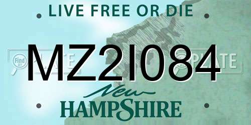 MZ2I084 New Hampshire License Plate
