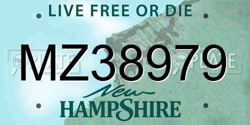 MZ38979 New Hampshire License Plate