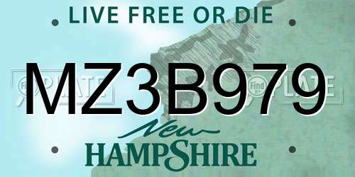 MZ3B979 New Hampshire License Plate