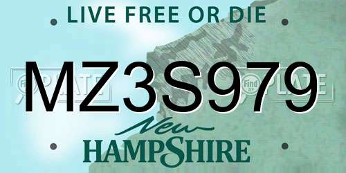 MZ3S979 New Hampshire License Plate