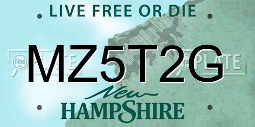 MZ5T2G New Hampshire License Plate