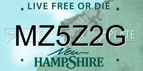 MZ5Z2G New Hampshire License Plate