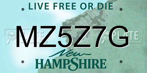 MZ5Z7G New Hampshire License Plate