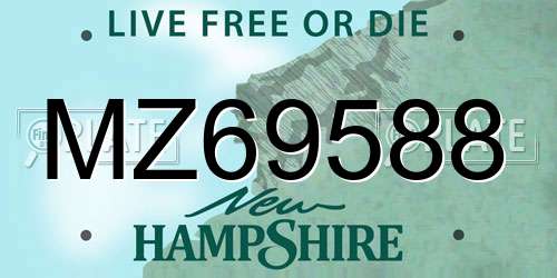 MZ69588 New Hampshire License Plate