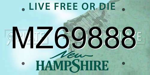 MZ69888 New Hampshire License Plate