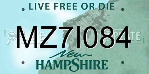 MZ7I084 New Hampshire License Plate