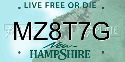 MZ8T7G New Hampshire License Plate