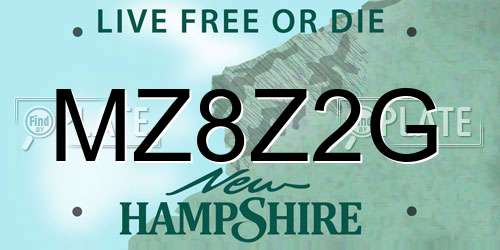 MZ8Z2G New Hampshire License Plate