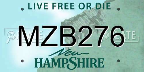 MZB276 New Hampshire License Plate