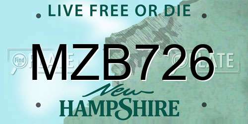 MZB726 New Hampshire License Plate