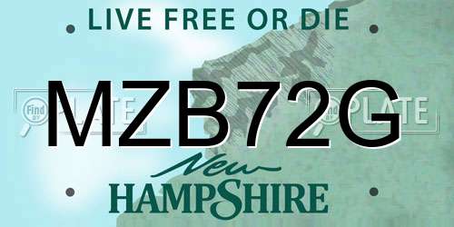 MZB72G New Hampshire License Plate