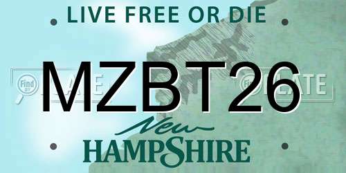 MZBT26 New Hampshire License Plate