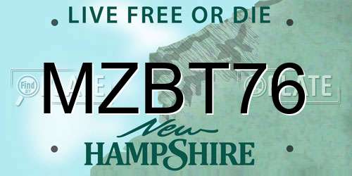 MZBT76 New Hampshire License Plate