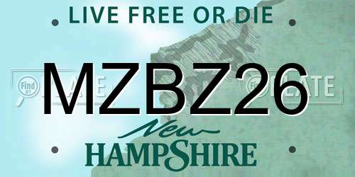 MZBZ26 New Hampshire License Plate