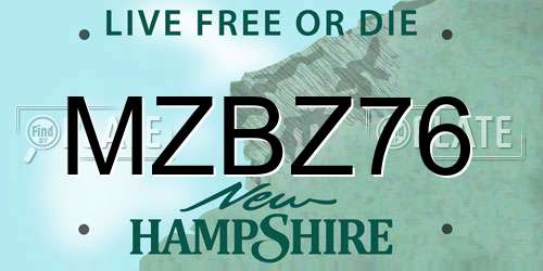 MZBZ76 New Hampshire License Plate