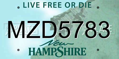 MZD5783 New Hampshire License Plate