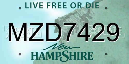 MZD7429 New Hampshire License Plate