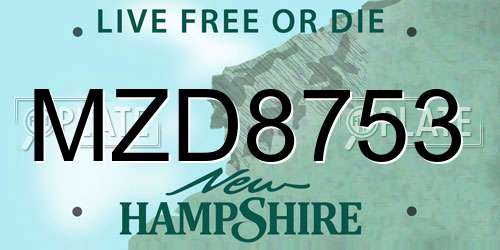 MZD8753 New Hampshire License Plate