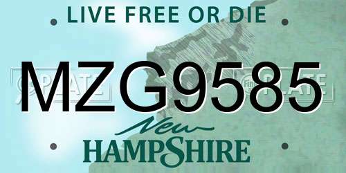 MZG9585 New Hampshire License Plate