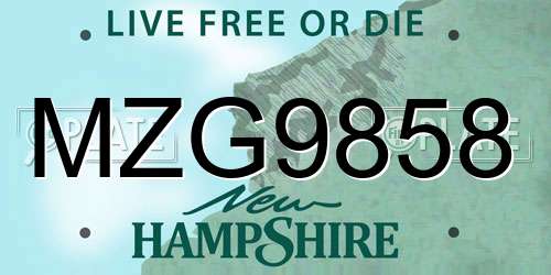 MZG9858 New Hampshire License Plate