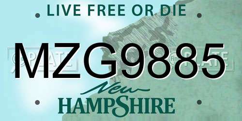 MZG9885 New Hampshire License Plate