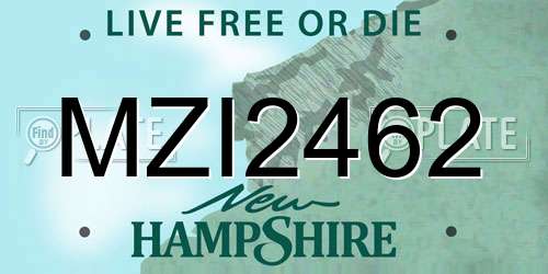MZI2462 New Hampshire License Plate