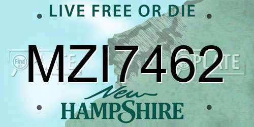 MZI7462 New Hampshire License Plate