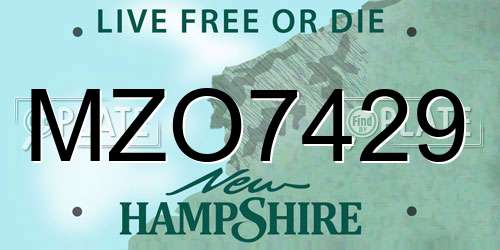 MZO7429 New Hampshire License Plate