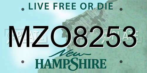 MZO8253 New Hampshire License Plate