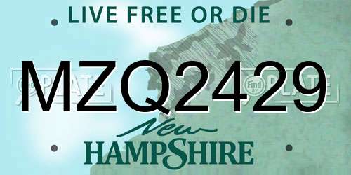 MZQ2429 New Hampshire License Plate