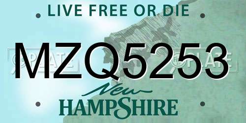 MZQ5253 New Hampshire License Plate