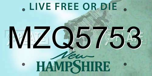 MZQ5753 New Hampshire License Plate