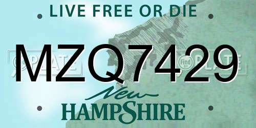 MZQ7429 New Hampshire License Plate