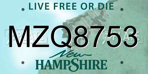 MZQ8753 New Hampshire License Plate