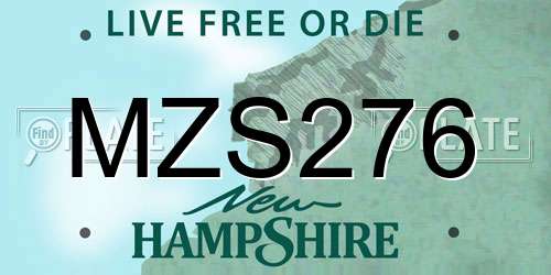 MZS276 New Hampshire License Plate