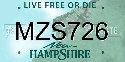 MZS726 New Hampshire License Plate