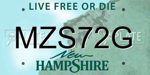 MZS72G New Hampshire License Plate