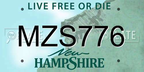 MZS776 New Hampshire License Plate