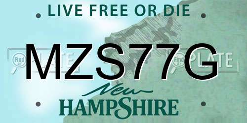 MZS77G New Hampshire License Plate