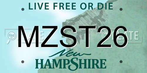 MZST26 New Hampshire License Plate