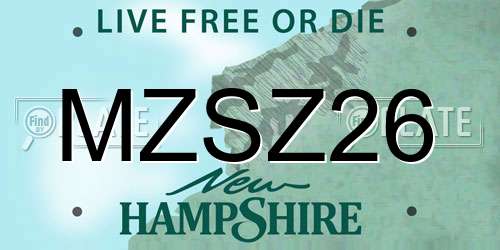 MZSZ26 New Hampshire License Plate