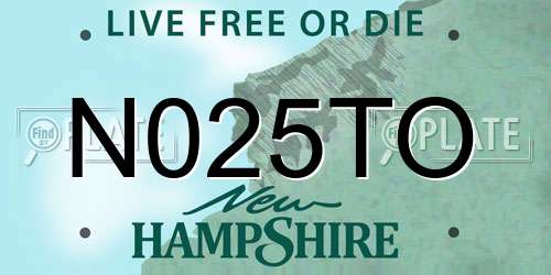 N025TO New Hampshire License Plate